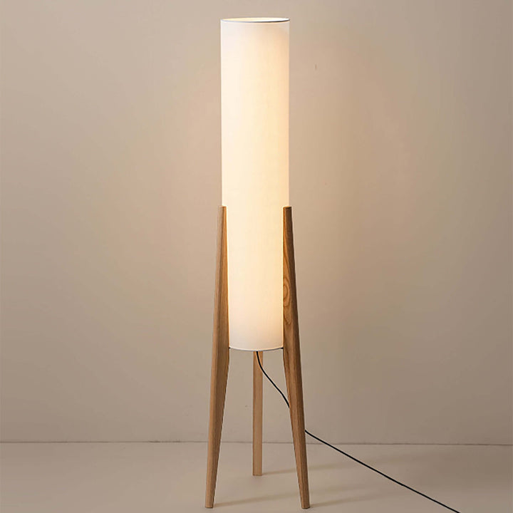 Solid Wood Floor Lamp with Fabric Shade