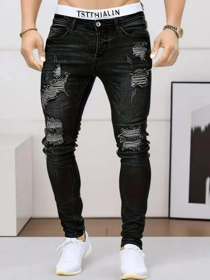Men's Slim Fit Stretch Ripped Jeans