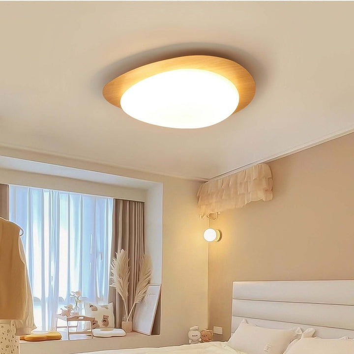 Modern Pebble Wood Grain LED Ceiling Light