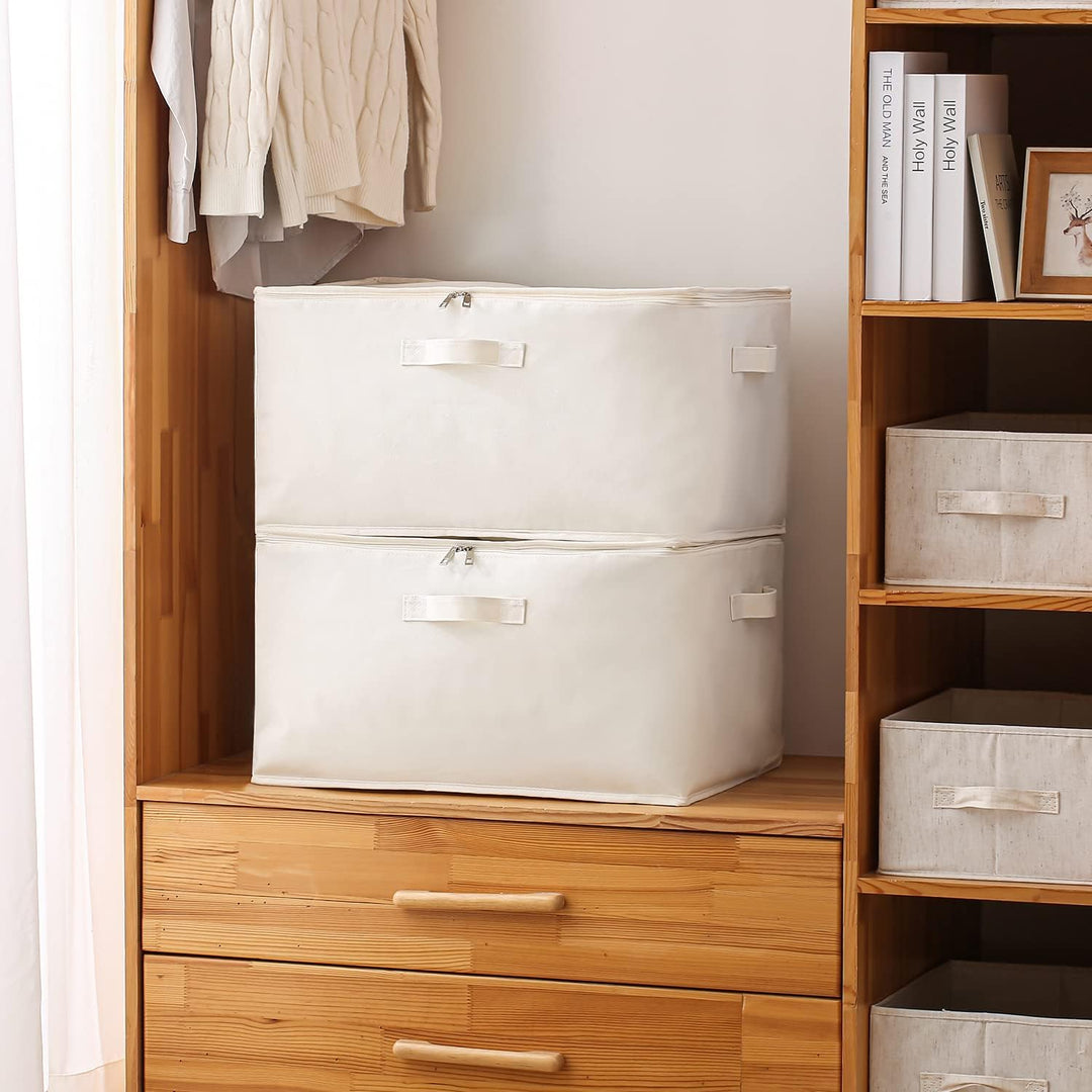 Keep clothes fresh with this breathable canvas organizer, featuring practical handles.