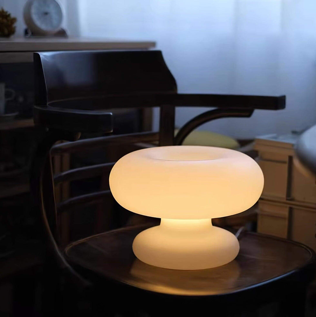 Modern Round Table Lamp with Metal Accent