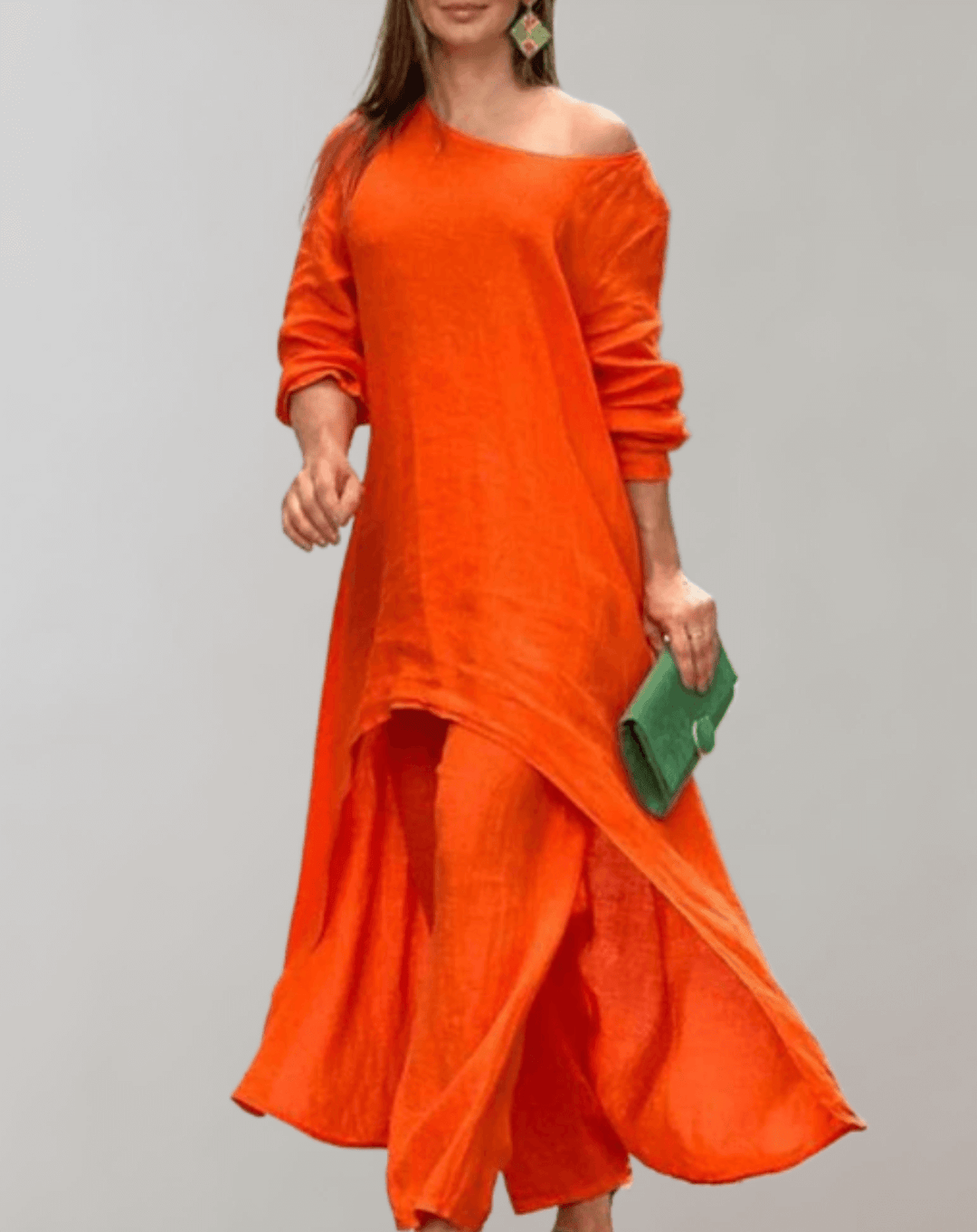 Women's 2-Piece Asymmetric Tunic Dress and Pants Set