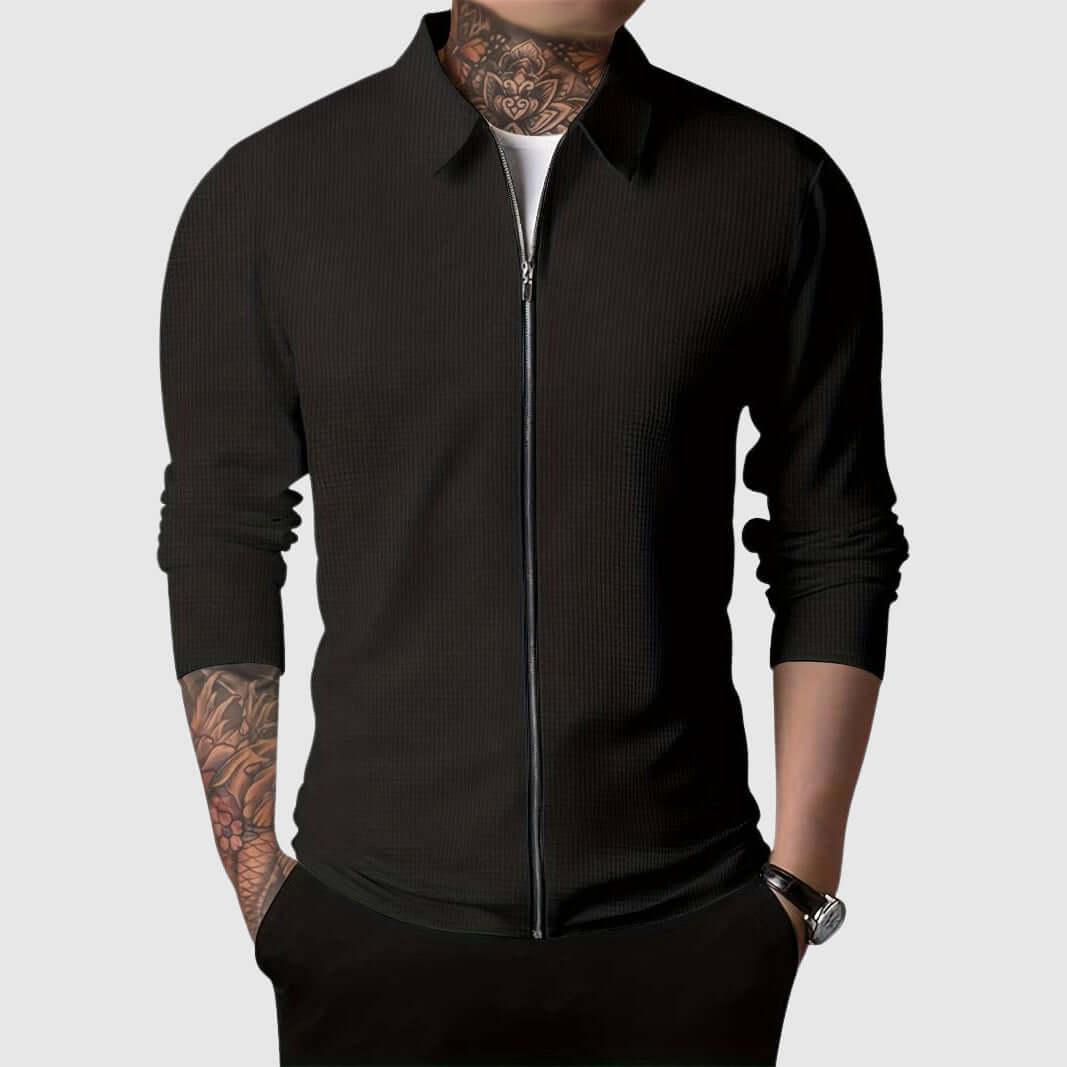 Men's Waffle Knit Zip-Up Jacket