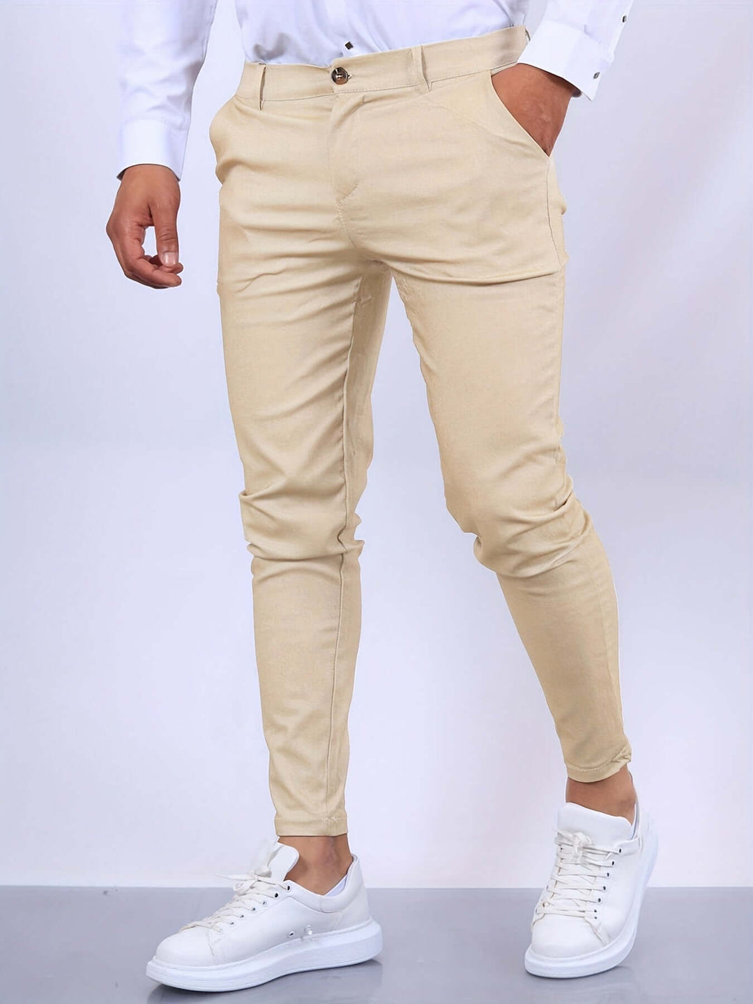Men's Slim Fit Tailored Trousers with Pockets