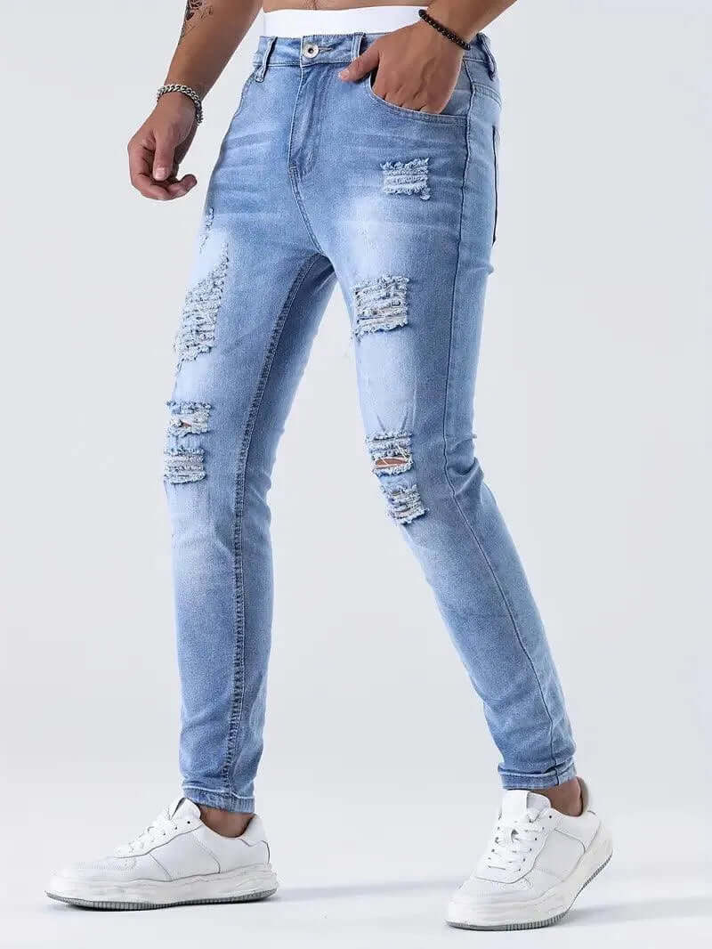 Men's Slim Fit Stretch Ripped Jeans