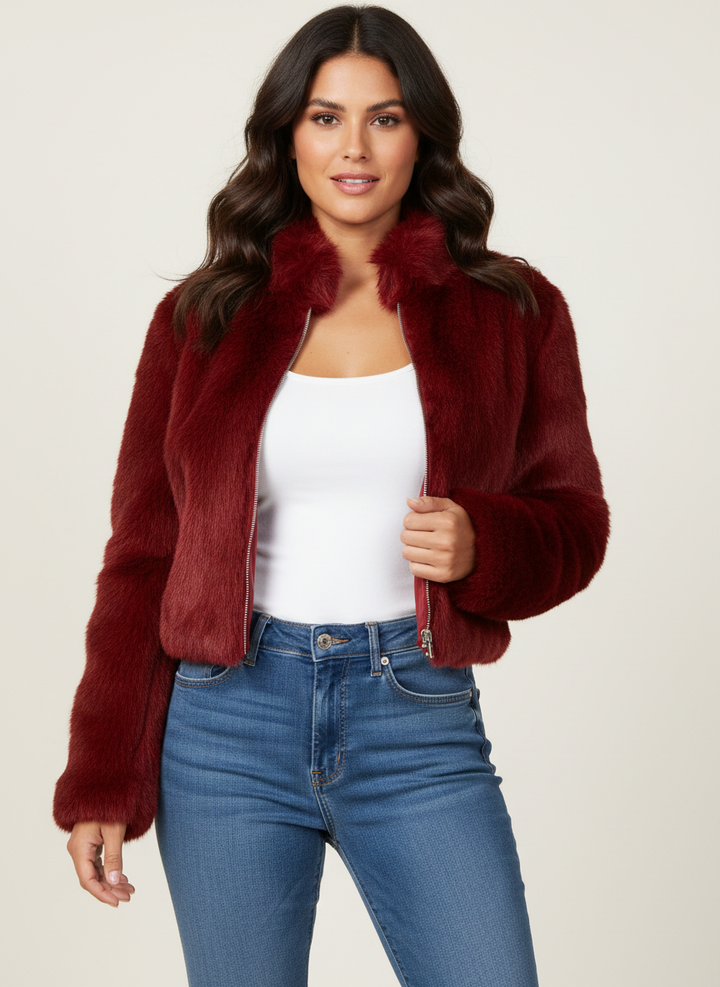 Stylish short ladies winter jacket, elegant design for versatile layering outerwear & winter fashion.