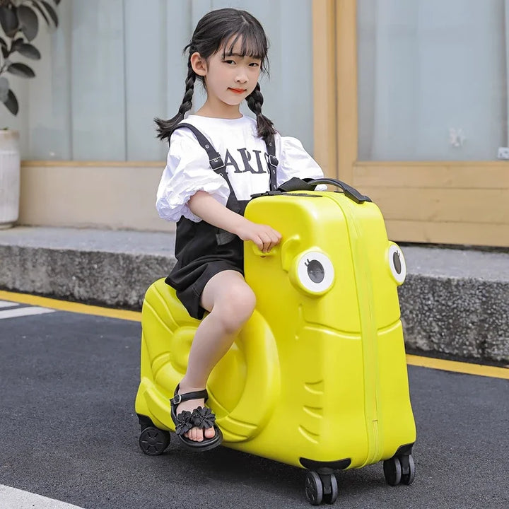 Playful kids ride-on luggage & scooter. Easy-to-maneuver wheeled suitcase for stress-free family travel.