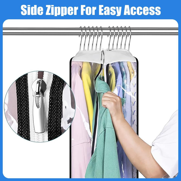 Seasonal clothing storage: 6-pack clear garment covers for wrinkle-free protection & organization.