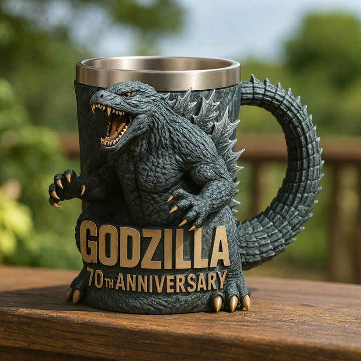 Hand-painted novelty monster coffee mug, ceramic, ideal for unique home decor and kitchenware.