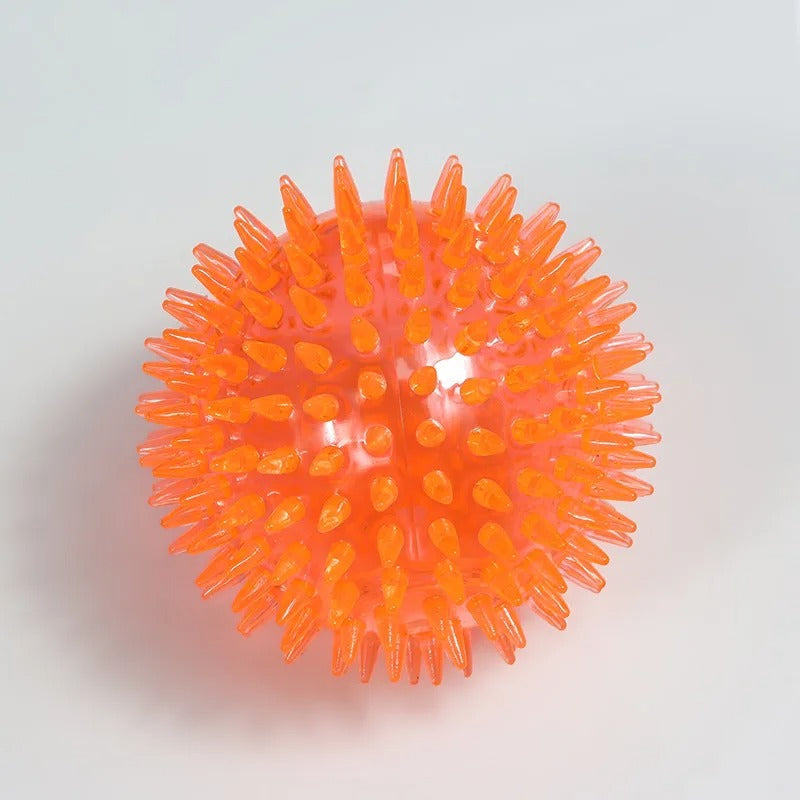 Colorful 11 cm spike ball dog chewing toy with spiky texture, enhances dental health, suitable for active play and fetch.