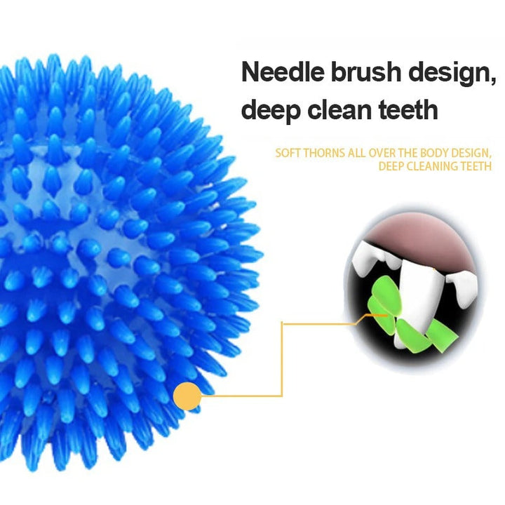 Colorful 11 cm spike ball dog chewing toy with spiky texture, enhances dental health, suitable for active play and fetch.