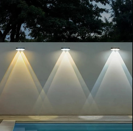 Solar Fence Lights: Vibrant 7-color LED outdoor wall lights, perfect for gardens and patios. Features auto on/off, wide LED lens, and weatherproof IP65 rating. Easy screw or adhesive installation.