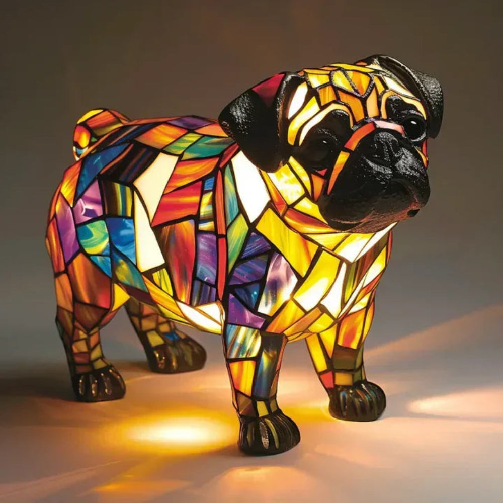 LED stained glass dog lamp, a playful and functional piece of animal decor lighting.
