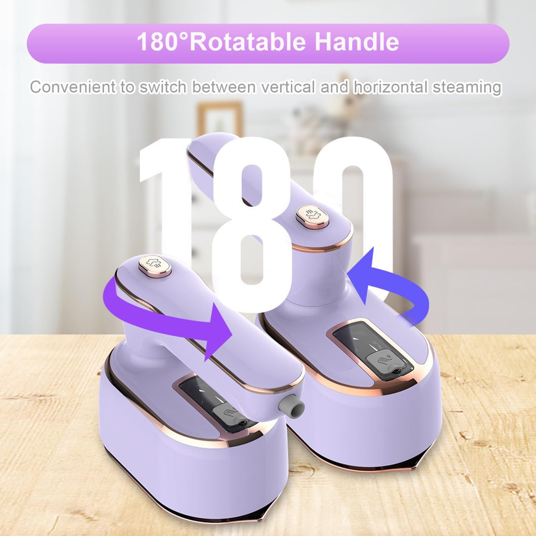 Compact handheld steam iron in blue, with a sleek design, ergonomic handle, and powerful steam for wrinkle-free clothes.