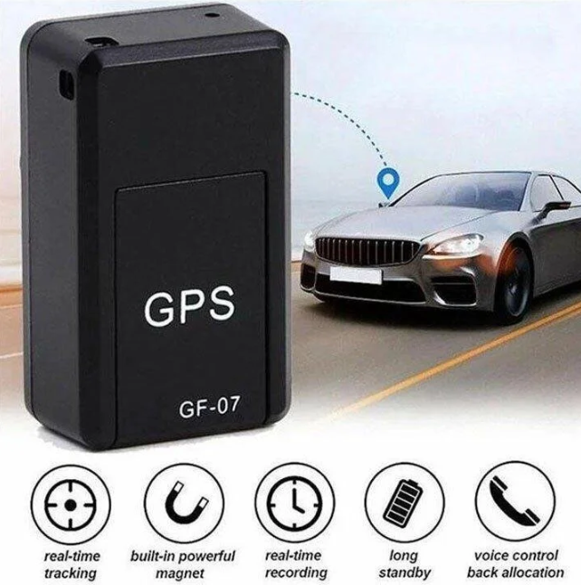 "Compact magnetic GPS tracker for vehicles, small black device with magnet base, ideal for discreet tracking and security."