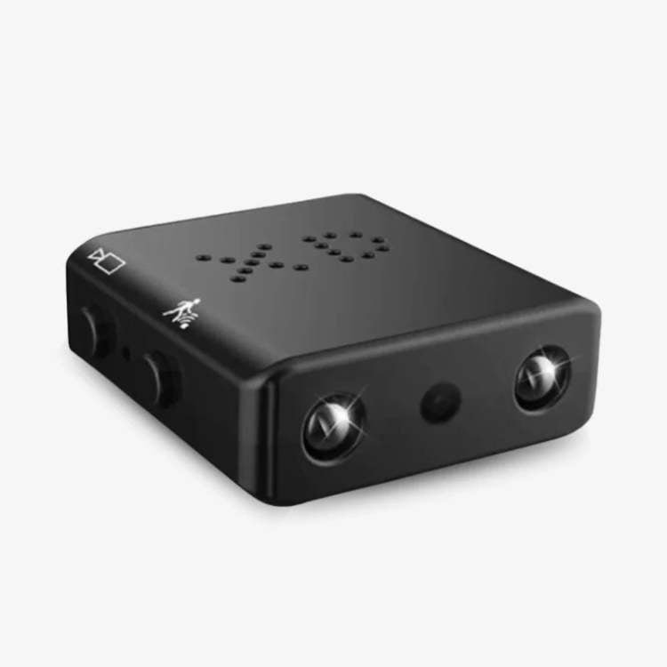 "Compact mini HD camera with night vision, ideal for discreet surveillance; small size for easy concealment in any setting."