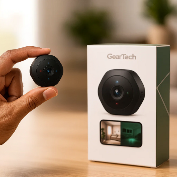 "Compact mini wifi camera for home security, featuring 1080P HD resolution and night vision in a sleek, discreet design."