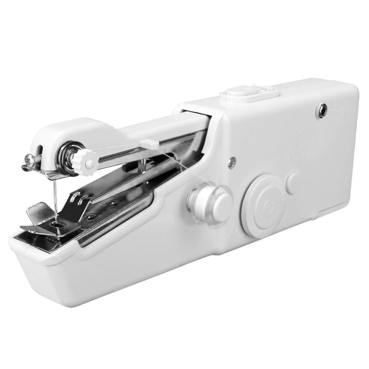 "Compact, portable handheld mini sewing machine for quick repairs and crafts, battery-operated for on-the-go convenience."