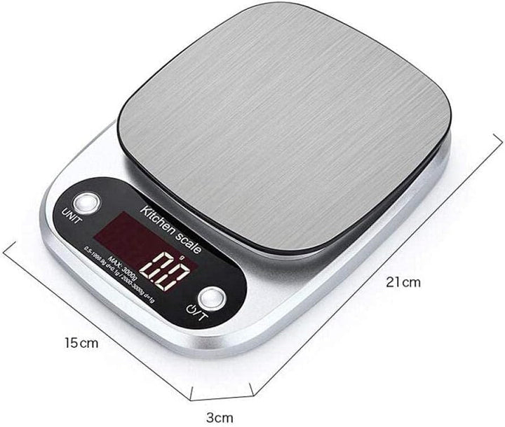 "Compact stainless steel kitchen scale with sleek design for precise 0.1g measurements, ideal for culinary accuracy."