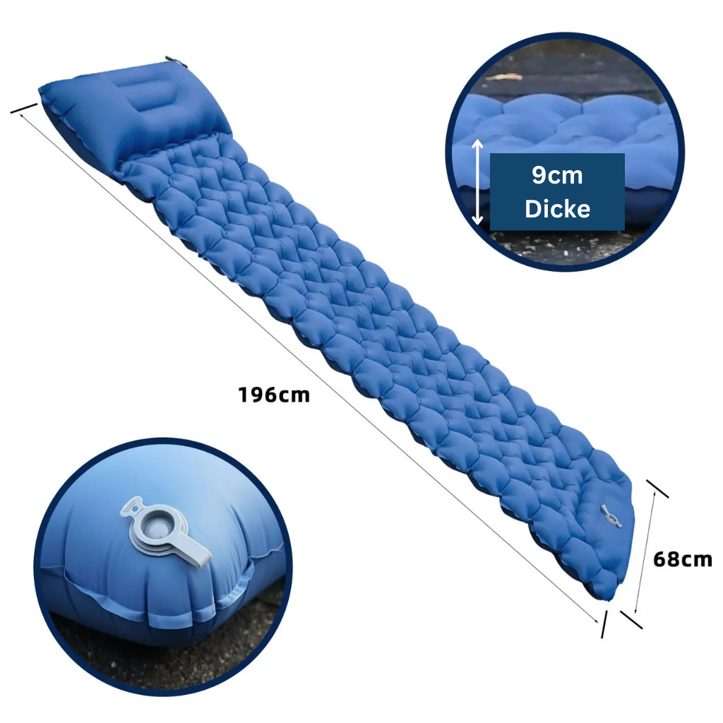 "Compact ultralight sleeping pad in Elephant Gray, perfect for camping and travel, folds small for easy packing."