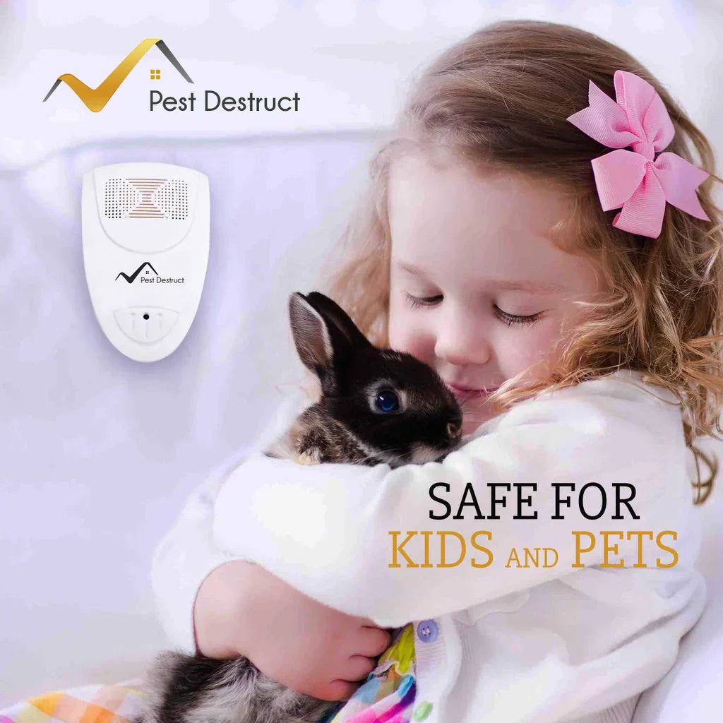 "Compact ultrasonic mice repellent plug-in, sleek design, pet-friendly, effective pest control for home or office use."