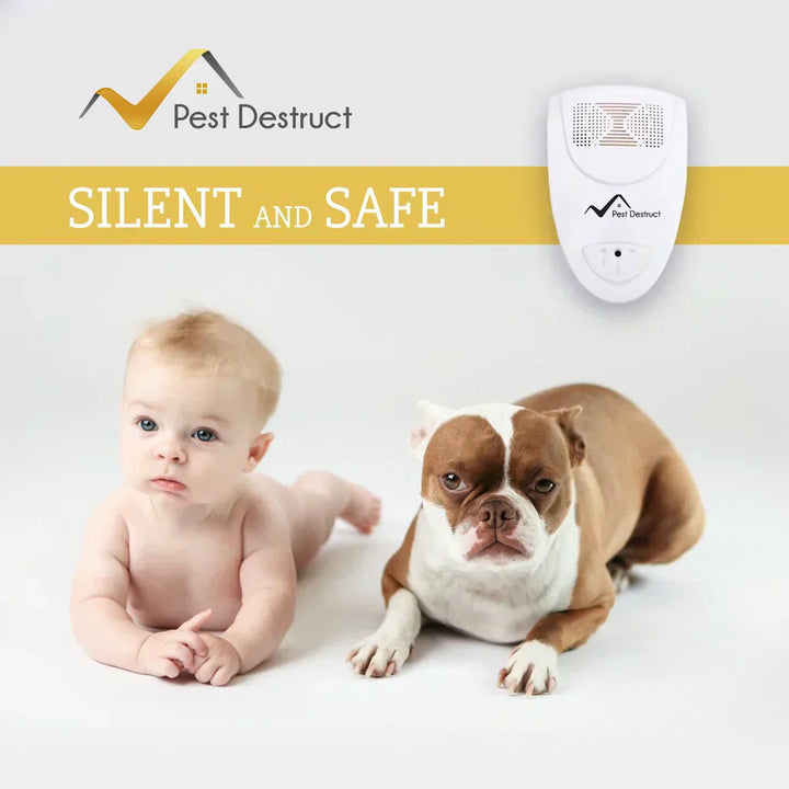 "Compact ultrasonic mice repellent plug-in, sleek design, pet-friendly, effective pest control for home or office use."