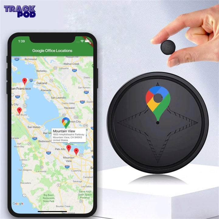 "Compact vehicle GPS tracker with magnetic mount, sleek black design, real-time tracking, weather-resistant for all condition