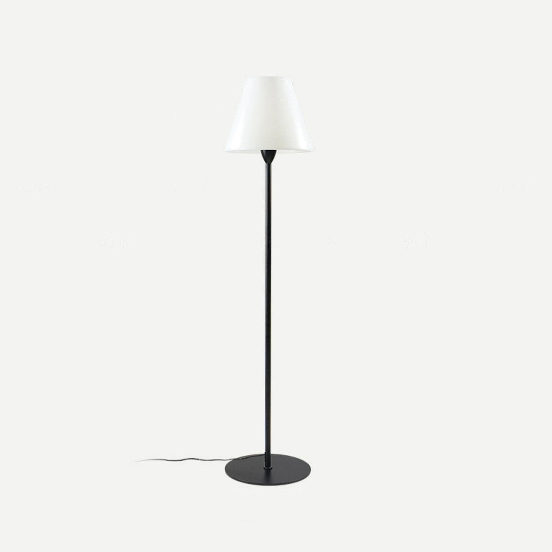 "Contemporary metal and acrylic floor-standing lamp with sleek lines, modern flair, perfect for home decor lighting."