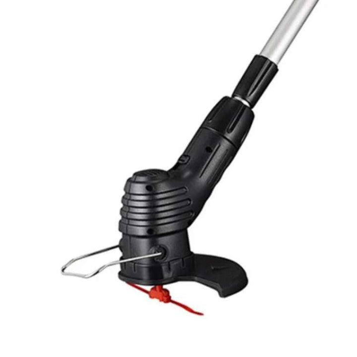 Cordless lightweight grass trimmer with ergonomic handle, high-power battery, and protective blade guard for efficient trimmi