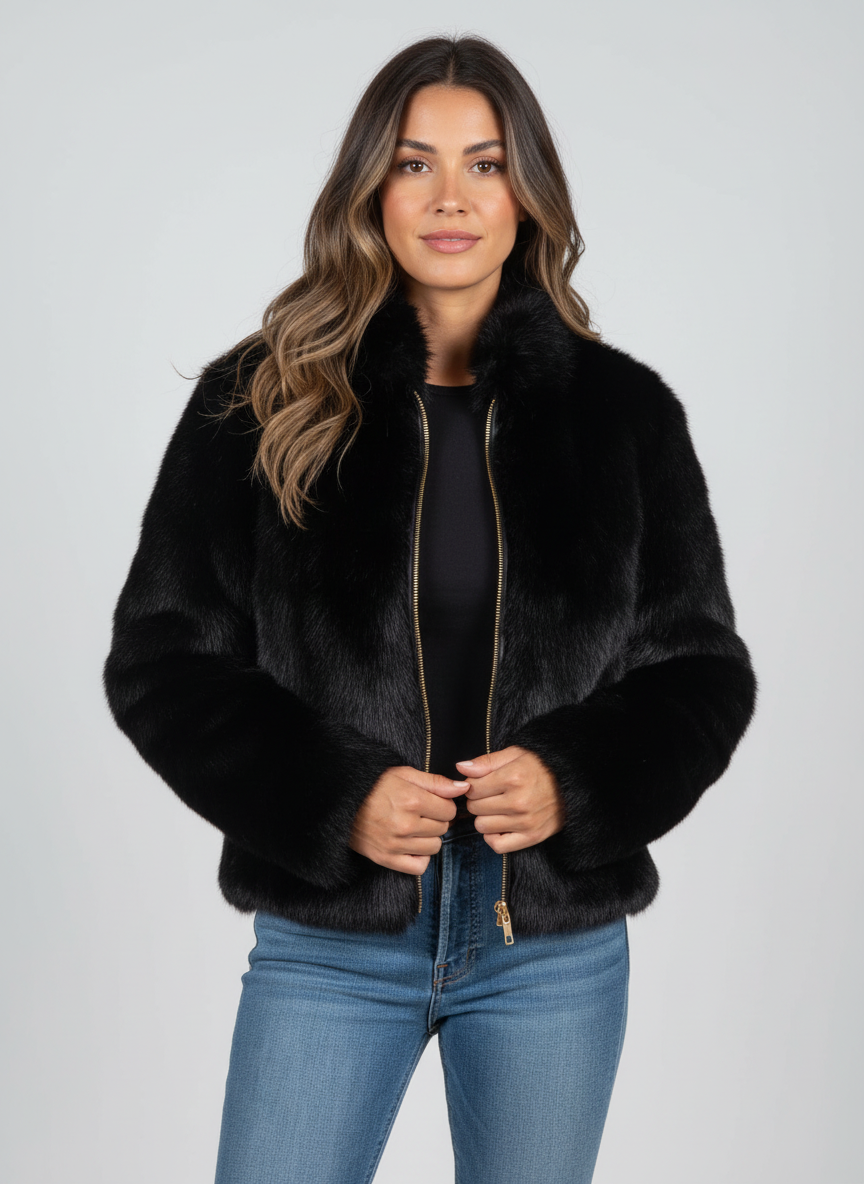 Stylish women's cropped jacket, a versatile fashion piece. Casual outerwear for winter & autumn apparel.