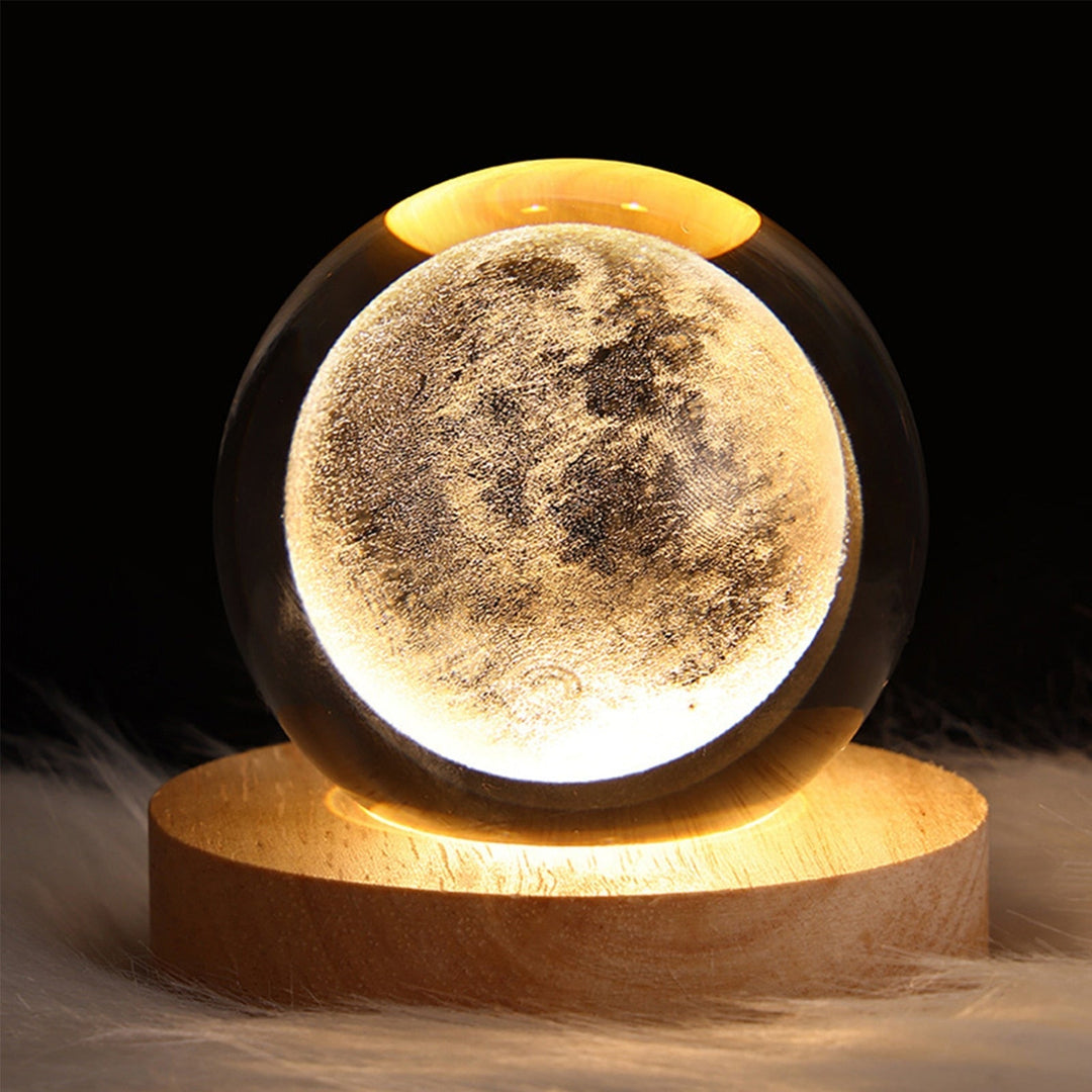 Home decor crystal ball LED lamp, ambient night light, unique tabletop accent.