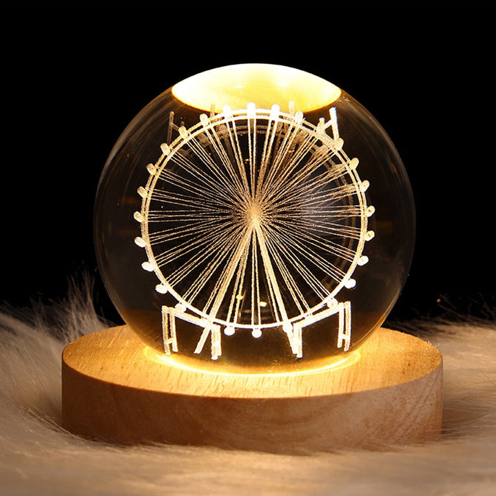Elegant crystal sphere LED lamp, ambient lighting, unique home decor gift.