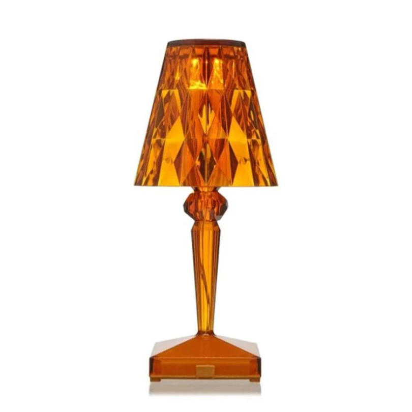 Unique CrystalLuxe lamp, modern crystal table lamp enhancing bedroom ambiance.
