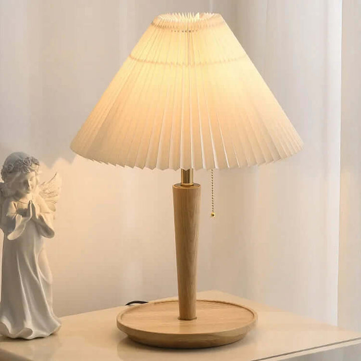 Pleated Wood Table Lamp
