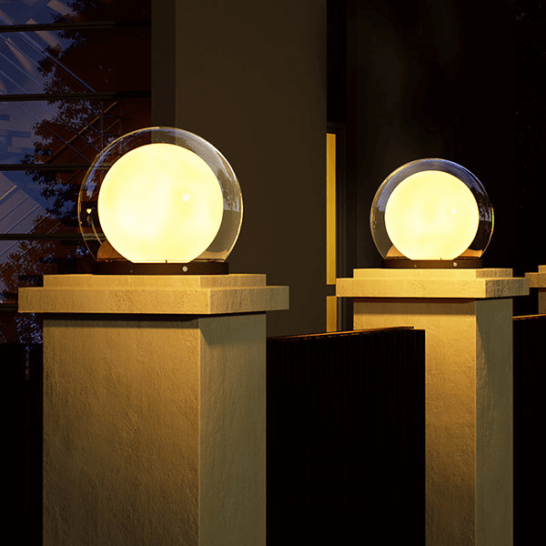 Solar Garden Light,Outdoor Pillar Lamp Post,Moon Shaped Decor