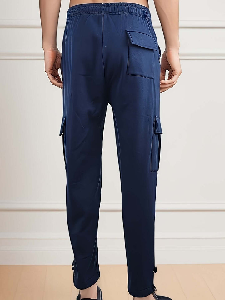 Men's Fleece Cargo Joggers with Multiple Pockets