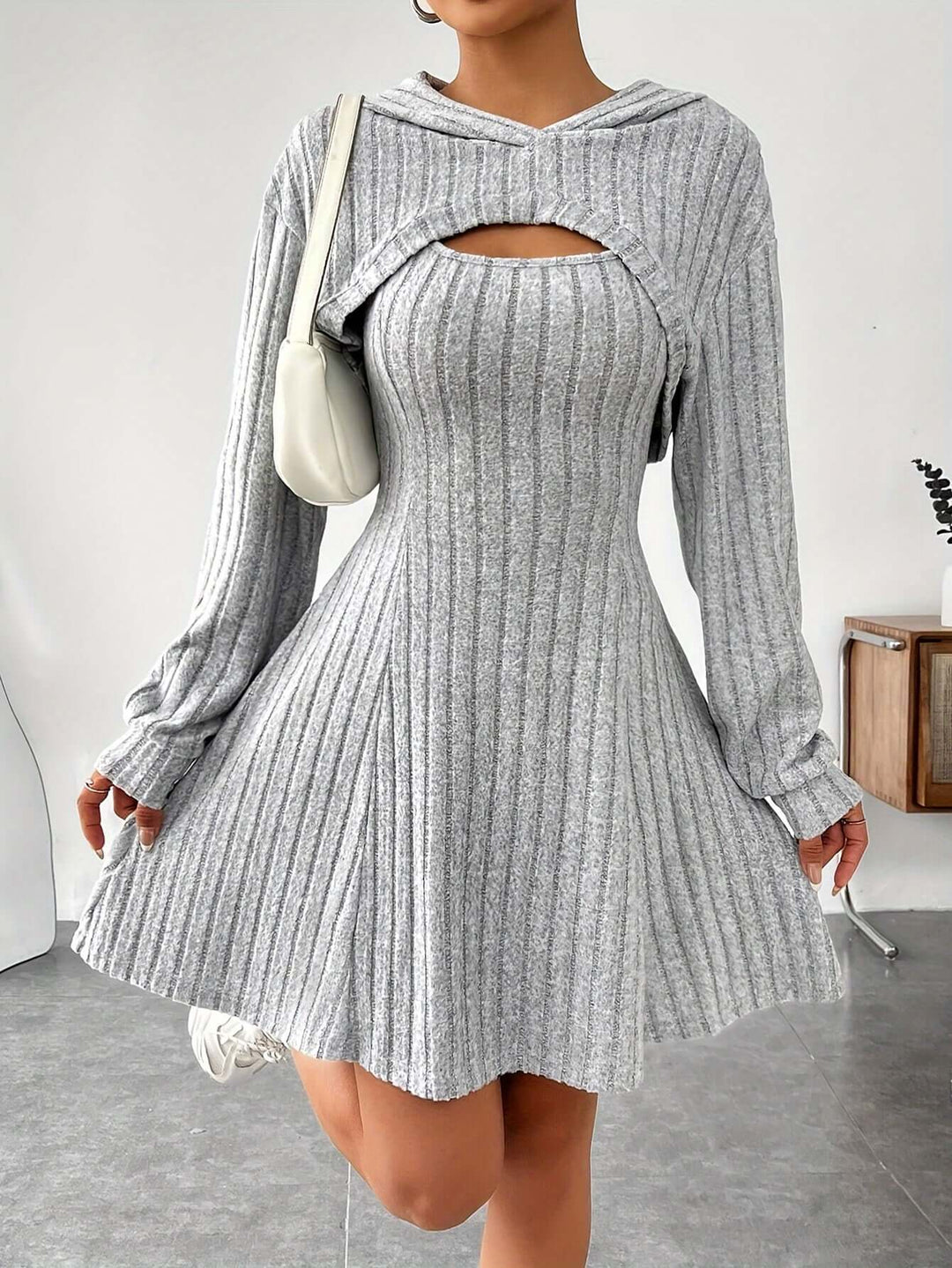 Cutout Ribbed Knit Dress