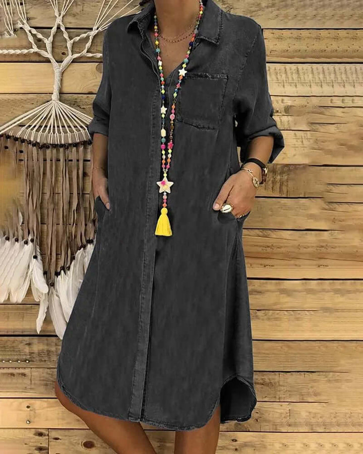 Flowy Summer Dress - Women's Casual Round Neck Dress