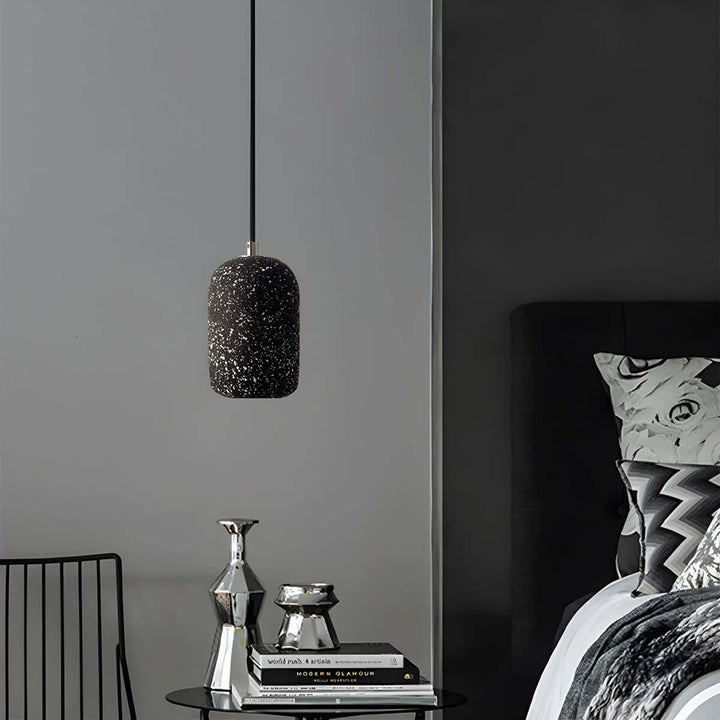 Modern Industrial Pendant Light Fixture, Cement, Glass, Dia 16cm