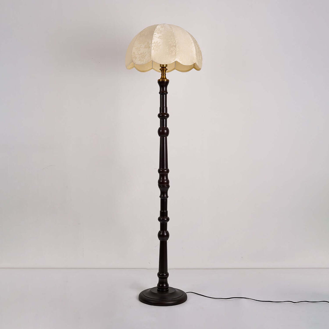 Elegant Wooden Floor Lamp with Fabric Shade