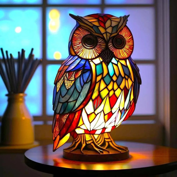 Unique LED animal stained glass table lamp. Perfect decorative gift, accent light for any room.