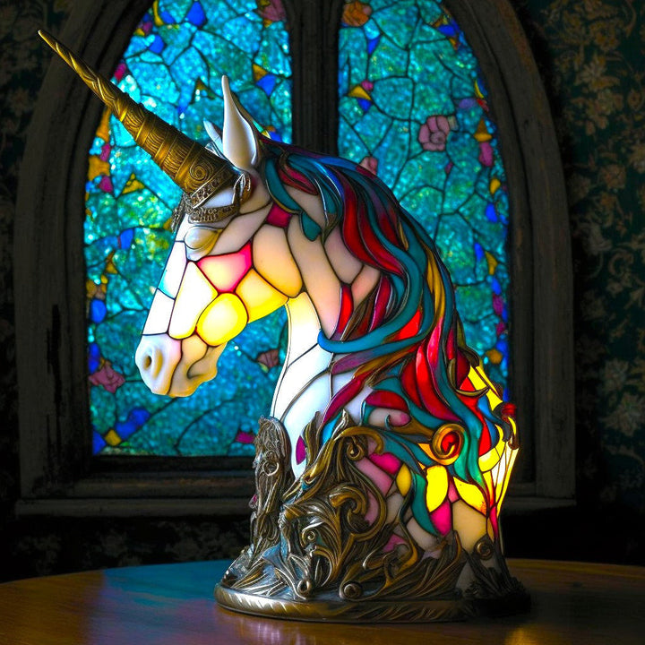 Decorative animal stained glass table lamp. LED accent light, perfect unique home decor gift.