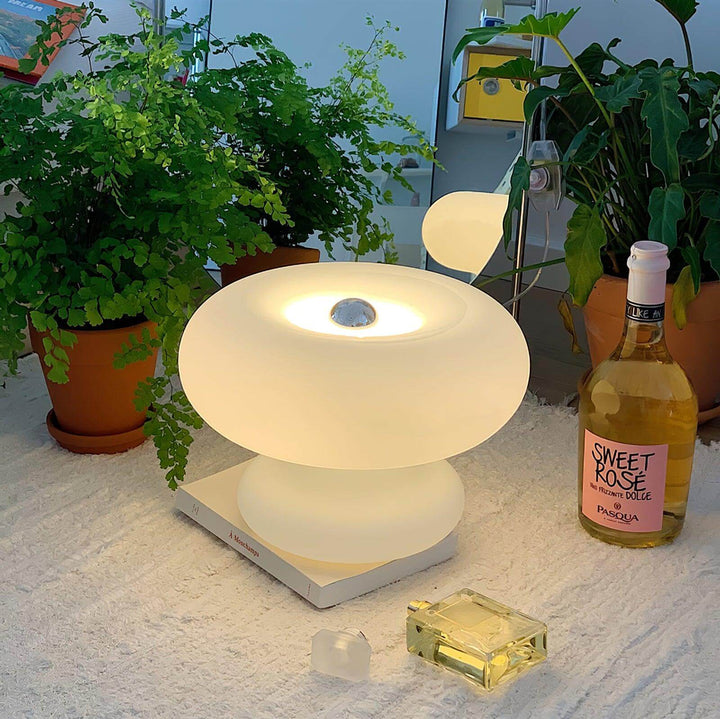 Modern Round Table Lamp with Metal Accent