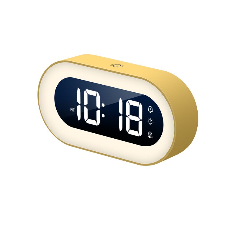 Bedside LED alarm clock with clear time display & gentle dimmable night light function.