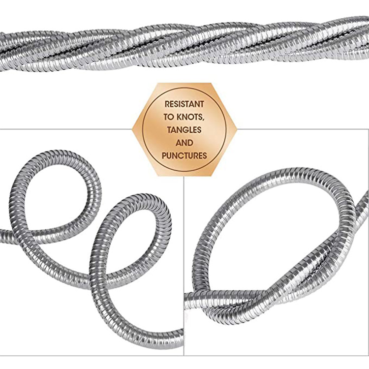 Durable stainless steel garden hose, kink-proof, flexible; features brass fittings for leak-proof performance, ideal for all 