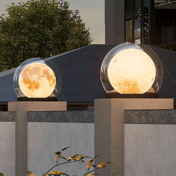 Solar Garden Light,Outdoor Pillar Lamp Post,Moon Shaped Decor