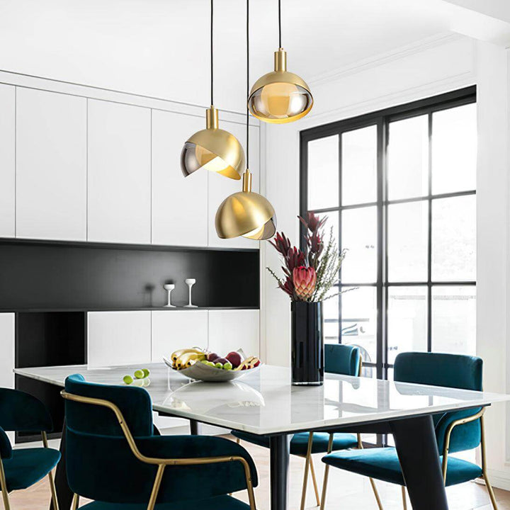 Adjustable Metal Pendant Light with Glass Shade