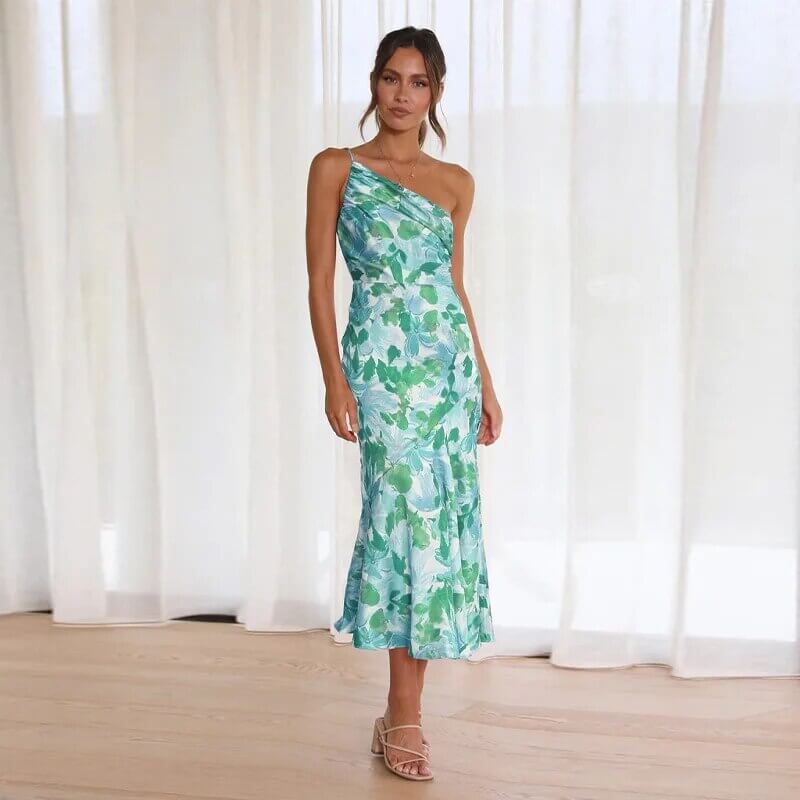 Elegant One-Shoulder Midi Dress