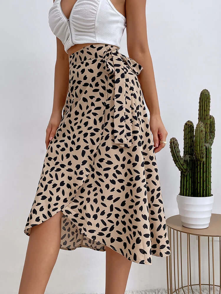 Printed Wrap Midi Skirt - Adjustable Fit