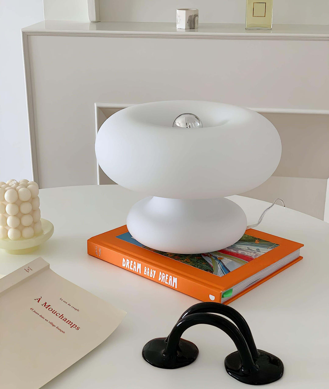 Modern Round Table Lamp with Metal Accent